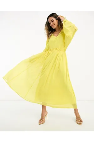 Never Fully Dressed Balloon sleeve tie maxi dress in