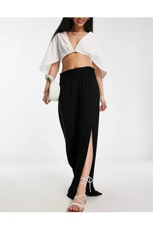 ASOS Shirred waist split maxi skirt in