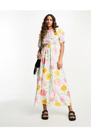 Object Cross back maxi dress in pink and yellow floral print