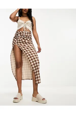 ASOS Textured twist detail midi sarong in gingham