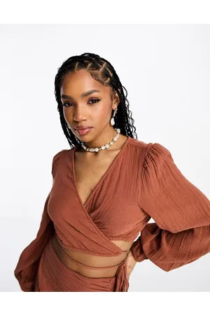 Pieces Tie detail beach top co-ord in
