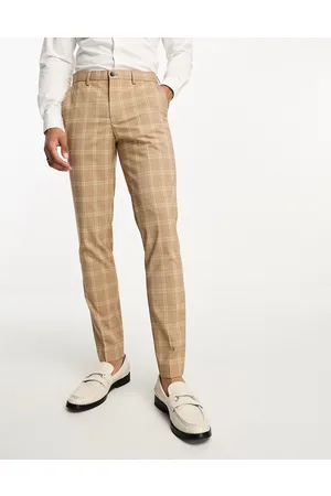 JACK & JONES Premium super slim fit suit trouser in beige check