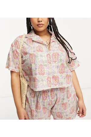 Reclaimed Plus shorts in check floral print co ord