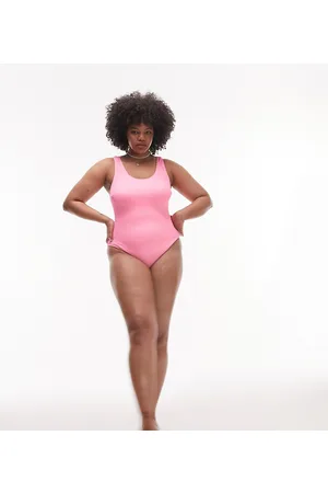 Topshop Curve scoop back crinkle swimsuit in