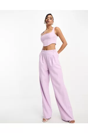 Kaiia High waist wide leg trousers co-ord in lilac