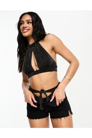 Ann Summers La Isla Bonita high neck bikini top with cut out detachable diamante detailing in