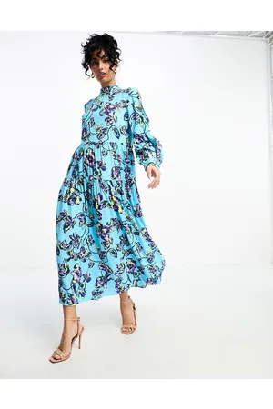 Y.A.S High neck maxi dress with bow back detail in floral print