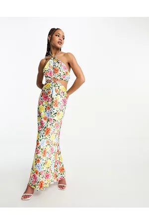 Forever New Chain halter neck maxi dress in and pink floral