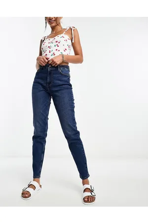 Pieces Kesia mom jeans in dark denim