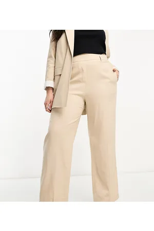 Yours Wide leg linen look trousers in stone