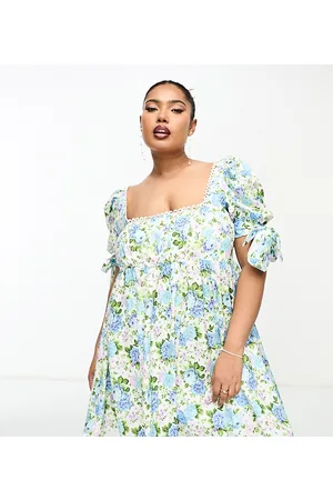 The Frolic Edge detail puff sleeve mini dress in vintage bloom floral