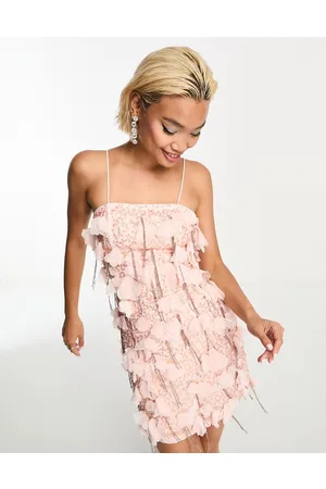 ASOS Embellished cut out mini dress with tassle and floral corsage detail in