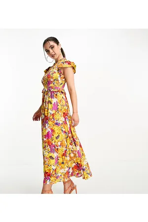 Y.A.S Shirred bodice maxi dress in florals