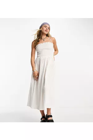 COLLUSION Shirred bodice maxi summer smock dress in