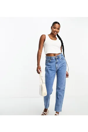 Pull&Bear Petite high waisted mom jeans in mid