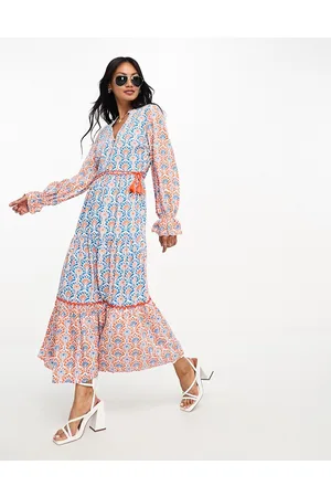 Never Fully Dressed Palm tree print midi dress in cobalt
