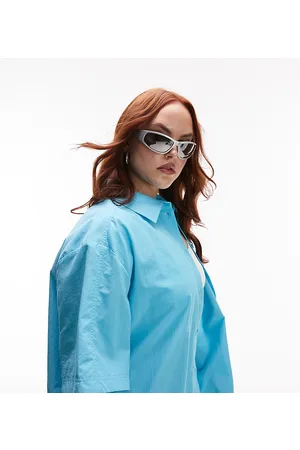 Topshop Curve co-ord nylon oversized short sleeve shirt jacket in