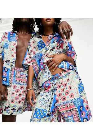 Reclaimed Unisex bandana print viscose shorts co-ord