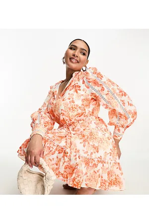 Forever New Tie wasit shirt mini dress in coral floral