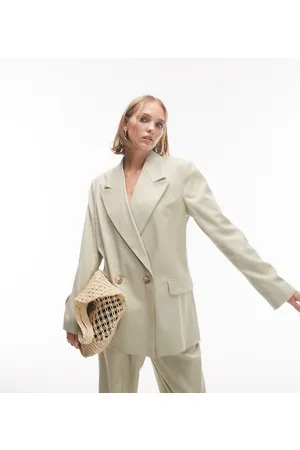 Topshop Petite co-ord straight blazer in sage