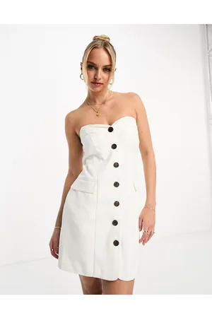 In The Style Tailored bandeau button through mini dress in