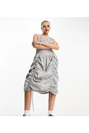 COLLUSION COLLISION festival utility maxi dress with ruching in light