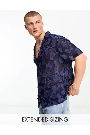 ASOS Relaxed deep revere shirt in sheer burnout floral in