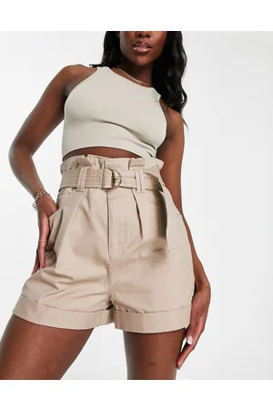 Morgan Belted high waist shorts in beige