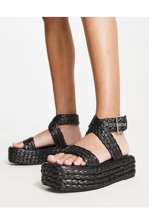 Raid Crystal flatform sandals in raffia