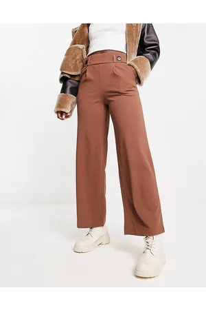 JDY Button detail wide leg dad trousers in light