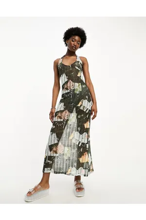 COLLUSION Abstract scoop neck knitted beach dress in