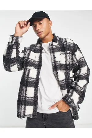 New Look Check borg overshirt in