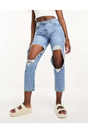 Parisian Extreme rip boyfriend jeans in mid wash