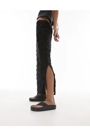 Topshop Woven lace midi skirt in