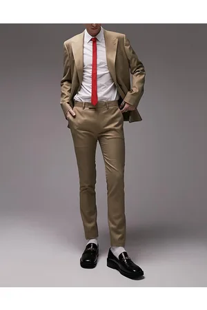 Topman Super skinny wedding suit trousers in dark stone