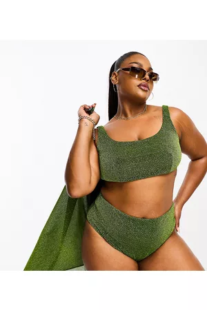 ASOS ASOS DESIGN Curve mix and match glitter high waist bikini bottom in