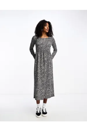 JDY Long sleeve maxi dress in ditsy floral