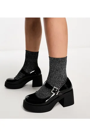 ASOS Wide Fit Sebastian chunky mary jane heeled shoes in patent