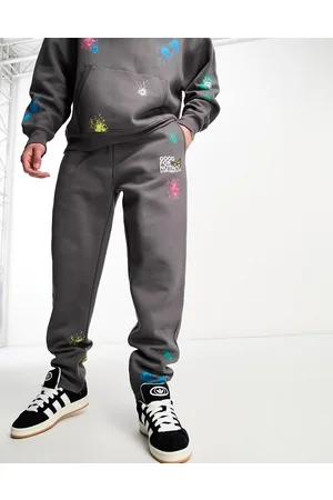 Good For Nothing Co-ord straight leg joggers in with paint splatter and hem split