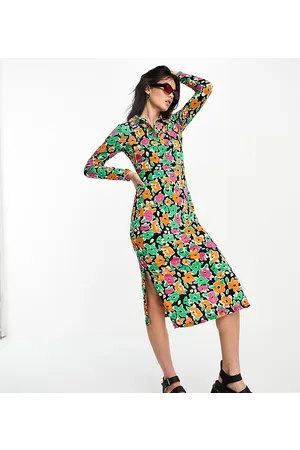 ONLY Exclusive midi shirt dress in floral