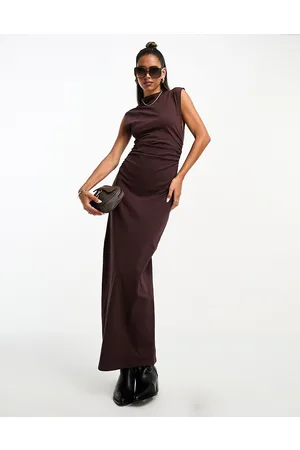 ASOS Grown on neck bodycon tank midi dress in chocolate