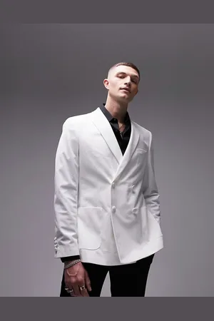 Topman Double breasted velvet blazer in