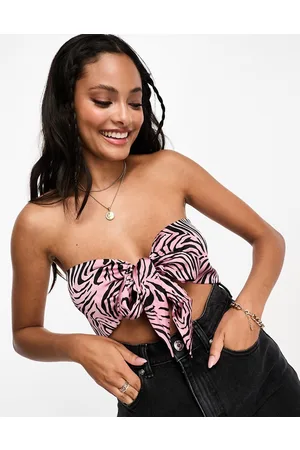Gilli Front tie bandeau top in zebra print