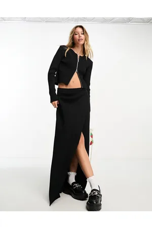 Monki Co-ord rib knit maxi skirt in
