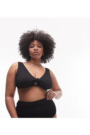 Topshop Curve crinkle knot front bikini top in