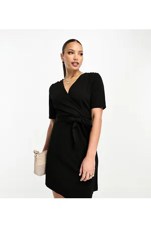 JDY Belted wrap mini dress in