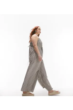 Topshop Stripe linen jumpsuit in
