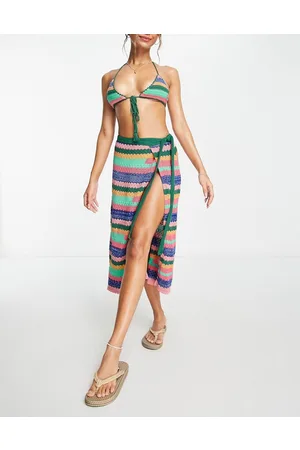 Damson Madder Cleo crochet midi skirt in stripe