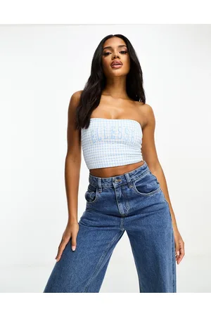 Ellesse Folliero bandeau top in gingham check