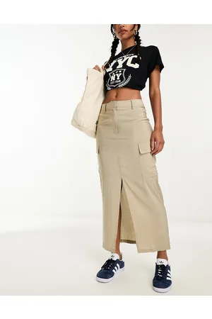 New Look Cargo midi skirt in stone